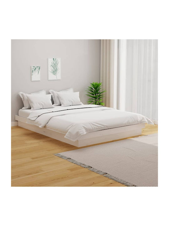 Bett Halb-Doppelbett aus Massivholz Weiß mit La...