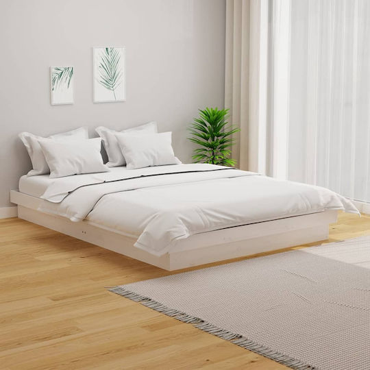 Bett Halb-Doppelbett aus Massivholz Weiß mit Latten für Matratze 120x190cm