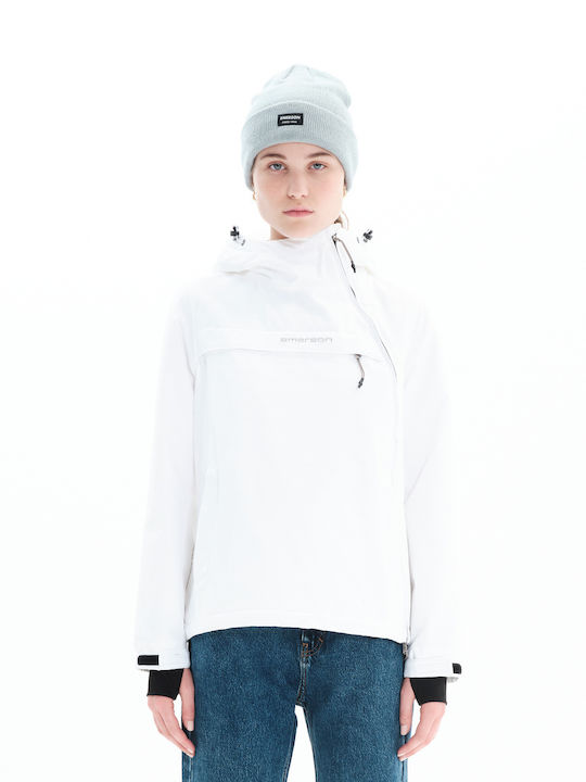 Women's Short Sports Jacket for Winter with Hood White