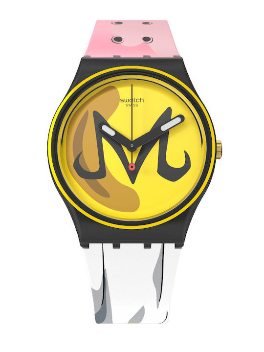 Swatch Dragonball Z Majin Buu Γυναικείο Ρολόι 34mm Μπαταρίας με Καουτσούκ Λουράκι
