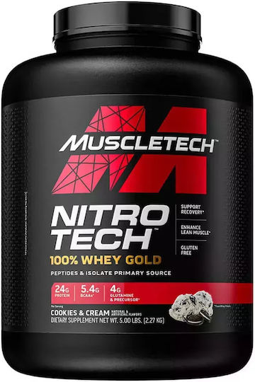 MuscleTech Nitro Tech 100% Whey Gold Protein Whey Gluten Free with Flavor Cookies & Cream 2.27kg