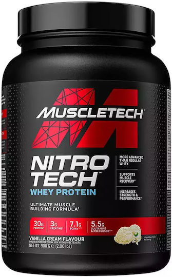 MuscleTech Nitro Tech 100% Whey Gold Protein Whey with Creatine Gluten Free with Flavor Vanilla Cream 908gr
