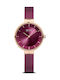 Damen Women's Watch Solar with Burgundy Ceramic Bracelet