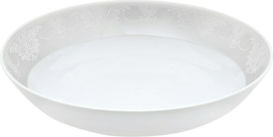 Cryspo Trio Deco Classico Servierschüssel Rund aus Porzellan White mit Durchmesser 18cm 2Stück