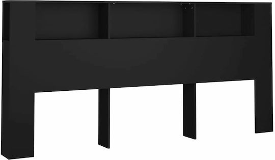 vidaXL Tăblie De Pat Din Lemn Neagră 220x104.5cm