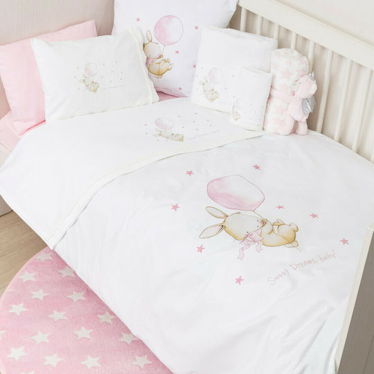 Borea Baby Duvet Cover Sweet Dreams Λευκή Ροζ 110x140cm