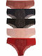 Donna Βαμβακερά Γυναικεία Brazil MultiPack με Δαντέλα Red/Pink/Black/Blue