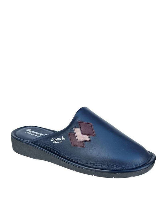 Boxer Leather Winter Women's Slippers Blue