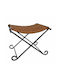 Stool For Living Room Leather Brown 53x45x44cm