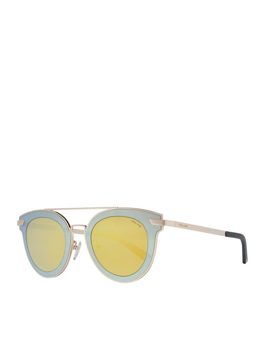Police Halo 2 Women's Sunglasses with Gold Frame and Yellow Gradient Lens SPL349 300G