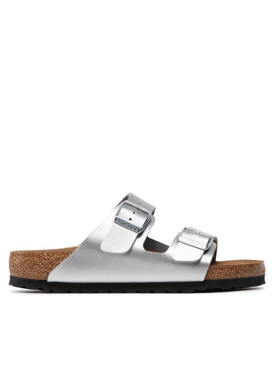 Birkenstock Arizona Damen Flache Sandalen in Silber Farbe