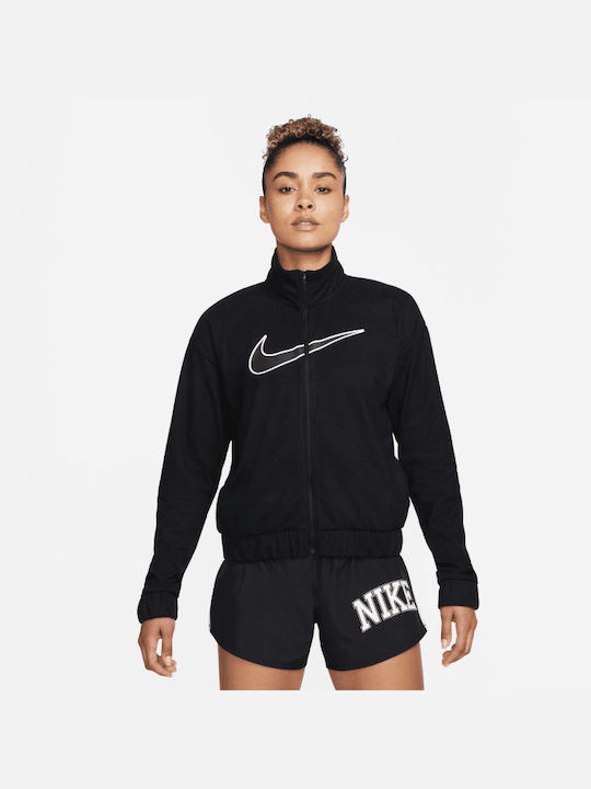 Nike Swoosh Run Γυναικεία Ζακέτα Φούτερ Μαύρη