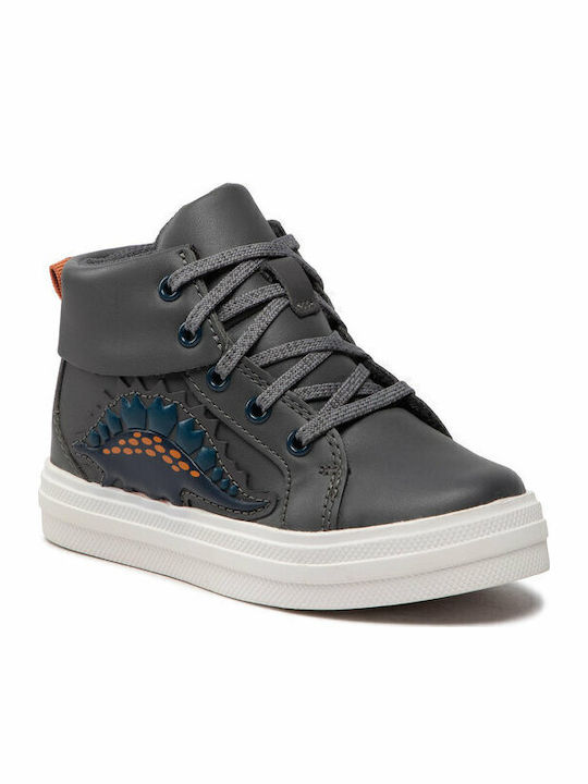 Nova City K Anatomical Leather Kids Boots with Laces Gray