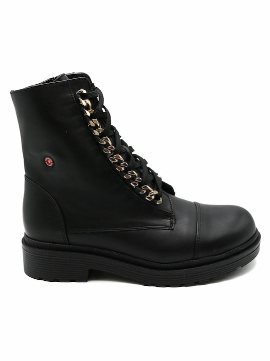 Кожени Дамски ботуши Black/Gold