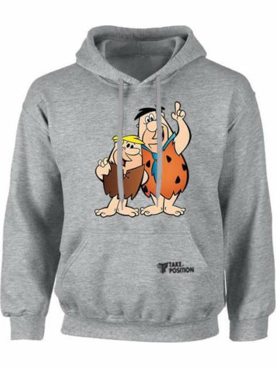 Fleece Παιδικό Φούτερ με Κουκούλα και Τσέπες Γκρι