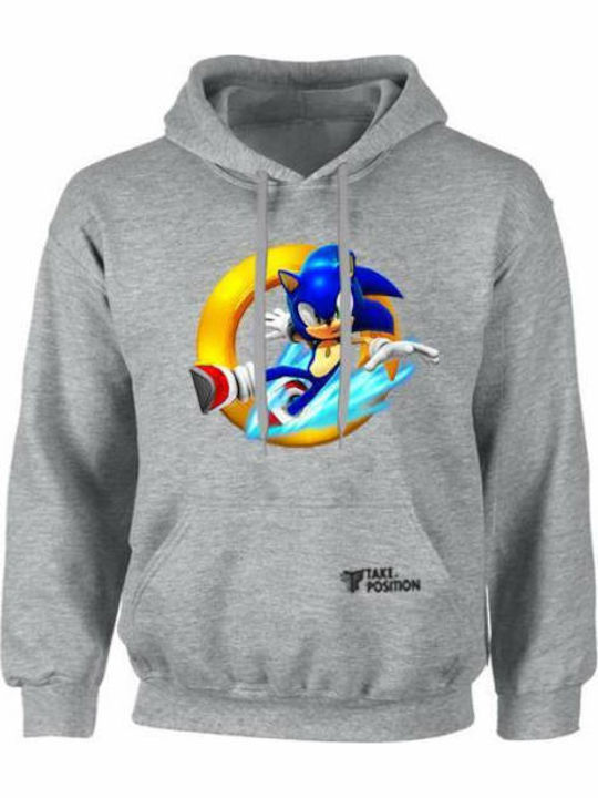 Kinder-Sweatshirt mit Kapuze und Taschen Gray