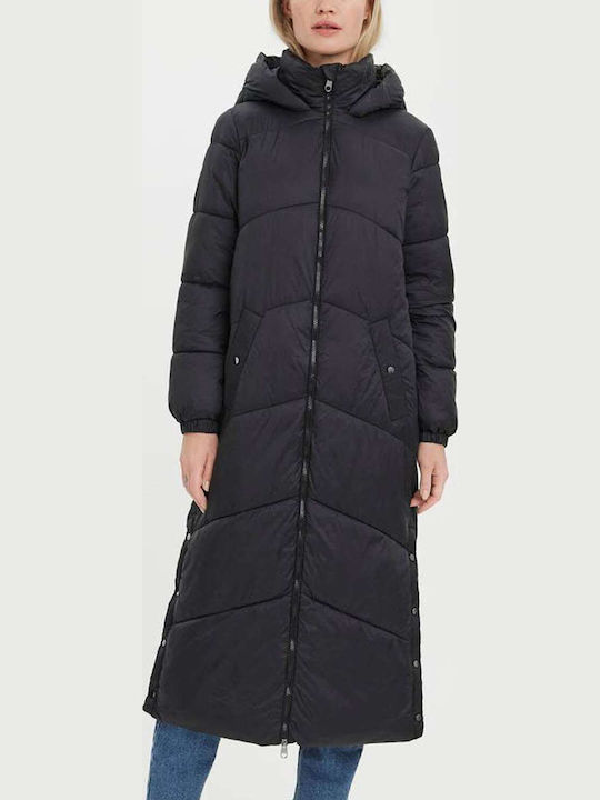 Vero Moda Women's Long Puffer Jacket for Winter with Hood Black 10270145