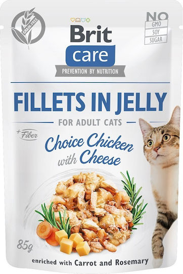 Brit Care Fillets In Jelly Wet Food for Adult Cats in Pouches with Chicken Gluten-Free 85gr