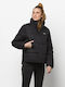 Women's Short Puffer Jacket for Winter with Hood Black