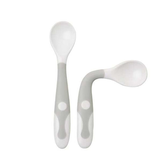 Saro Baby Set with Spoons made of Silicone for 6+ months Gray 2pcs