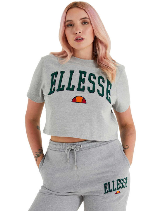 Ellesse Women's Summer Crop Top Cotton Short Sleeve Gray