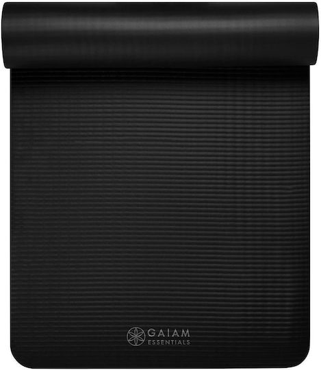 Gaiam Fitness Στρώμα Γυμναστικής Yoga/Pilates Μαύρο με Ιμάντα Μεταφοράς (172x61x1cm)