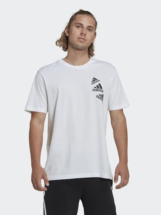Adidas Essentials BrandLove Ανδρικό T-shirt Λευκό με Λογότυπο