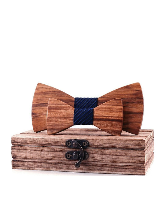 Legend Accessories Wooden Bow Tie Set with Kids Bow Tie Tabac/Blue
