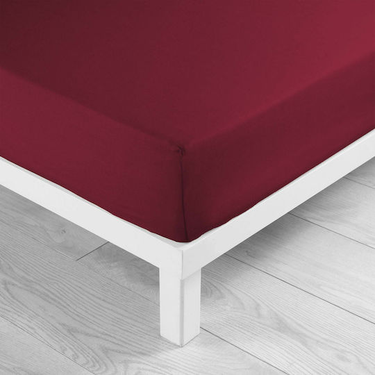 Douceur d'Intérieur Sheet Super-Double with Elastic 160x200cm. Lina Burgundy