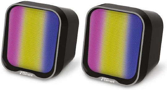 Element SP-35 Ηχεία Υπολογιστή 2.0 με RGB Φωτισμό και Ισχύ 2W σε Μαύρο Χρώμα