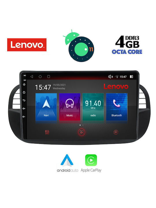 Lenovo Sistem Audio Auto pentru Fiat 500 2007-2014 (Bluetooth/USB/AUX/WiFi/GPS/Apple-Carplay/Partitură) cu Ecran Tactil 9"