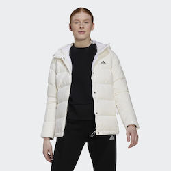 Adidas Helionic Women's Short Puffer Jacket for Winter with Hood White