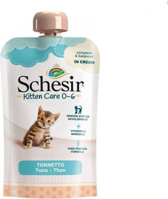 Schesir Kitten Care 0-6 Cream Wet Food for Kittens in Pouch with Tuna 150gr