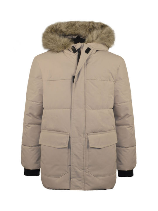 Energiers Kids Parka Long with Lining & Protection Hood Beige