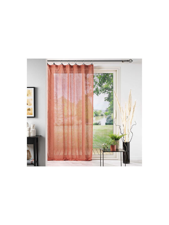 Douceur d'Intérieur Κουρτίνα με Τρουκς Tisse Linka Terracotta Orange 140x240εκ.