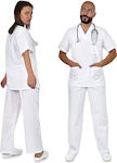 B-Well Σετ Ιατρικό Παντελόνι και Μπλούζα Unisex Λευκό