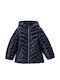 Kids' Quilted Jacket Long with Hood Navy Blue