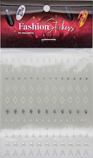 Magnetic Nail Design Fashion Sticker Diamond Αυτοκόλλητα με Σχέδιο για Νύχια σε Ασημί Χρώμα