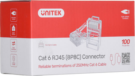 Unitek Щепсел RJ-45 мъжки 100бр Прозрачен (Y-OT19TP)