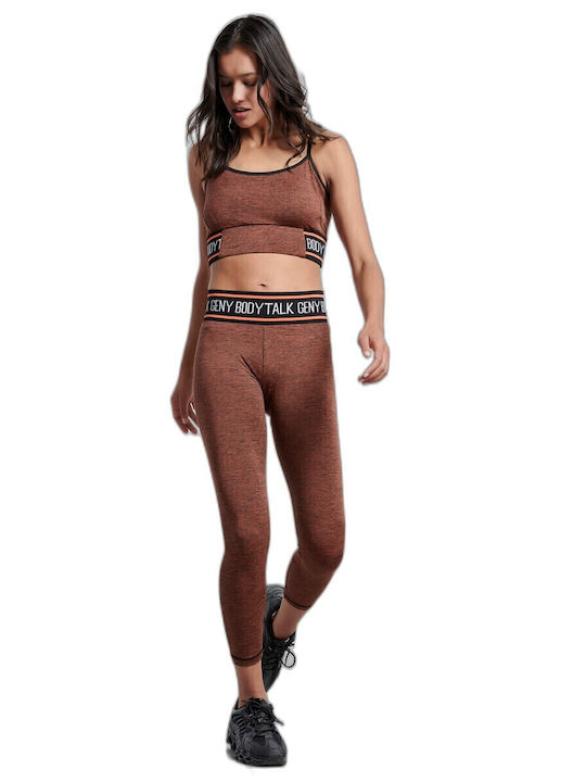 Women Training Cropped High Waist Brown Leggings