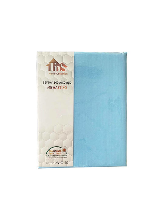 TnS Sheet King Size with Elastic 180x200+25cm. Light Blue