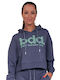 Cropped Women's Sweatshirt Hooded Blue Denim