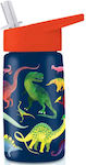 Crocodile Creek Kids Plastic Water Bottle with Straw Μπουκάλι Νερού Πολύχρωμο Multicolour 450ml