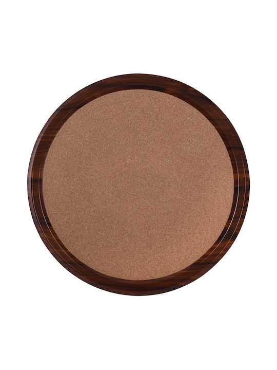 Round Tray Non-Slip of Plastic with Cork In Brown Colour 40.5x40.5cm 1pcs