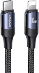 Usams US-SJ521 Geflochten USB-C zu Lightning Kabel 20W Schwarz 1.2m (SJ521USB01)