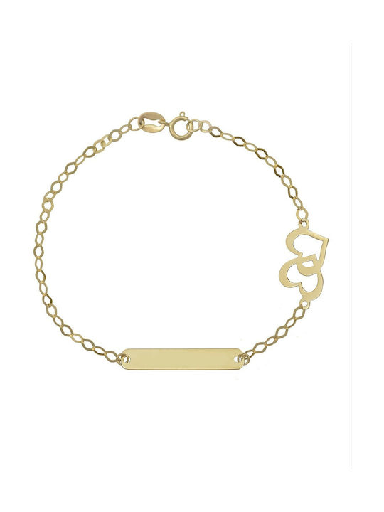 Ortaxidis Kids Gold ID Bracelet 9K with Heart for Girl