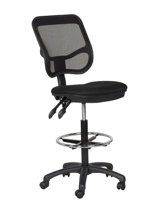 Carmen 7552 Office Stool with Backrest Black 49x55x113cm