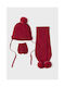 Mayoral Kids Beanie Set with Scarf & Gloves Knitted Burgundy for Newborn