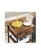 Wooden Bedside Table with Metallic Legs Brown 35x35x70cm
