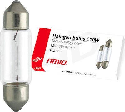 AMiO Lampen Auto C10W 41mm Halogen 12V 10W 10Stück